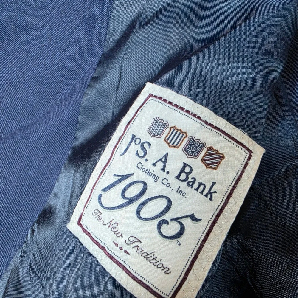 Jos. A. Bank Blazer Mens 40R Navy Blue 1906 Tailored Fit Wool Nylon Sport Coat